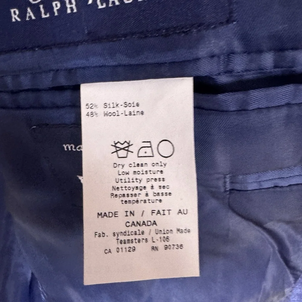 Ralph Lauren Blazer Men 44R Silk Wool Glen Windowpane Suit Jacket Sport Coat
